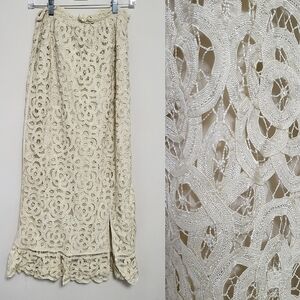 NEW Double D Ranch Crochet Lace Ivory Cottagecore Maxi Skirt S Festival Boho